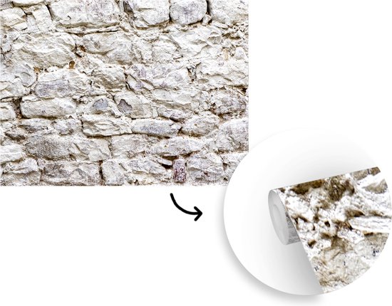 Papier peint Papier peint photo en vinyle - Mur de pierres anciennes en blanc largeur 295 cm x hauteur 220 cm - Tirage photo sur papier peint (disponible en 7 tailles)