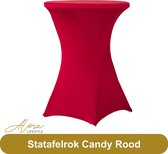 Statafelrok candy rood 80 cm - partytafel - Alora tafelrok voor statafel - Statafelhoes - Bruiloft - Cocktailparty - Stretch Rok