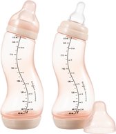 Difrax Babyfles 250 ml Natural - S-fles - Anti-Colic - Lichtroze - 2 stuks