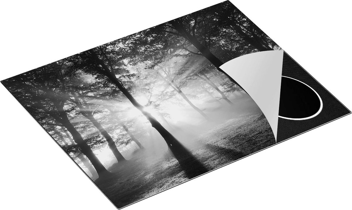 Chefcare Inductie Beschermer Zon tussen de Bomen - Zwart Wit - 65x55 cm - Afdekplaat Inductie - Kookplaat Beschermer - Inductie Mat