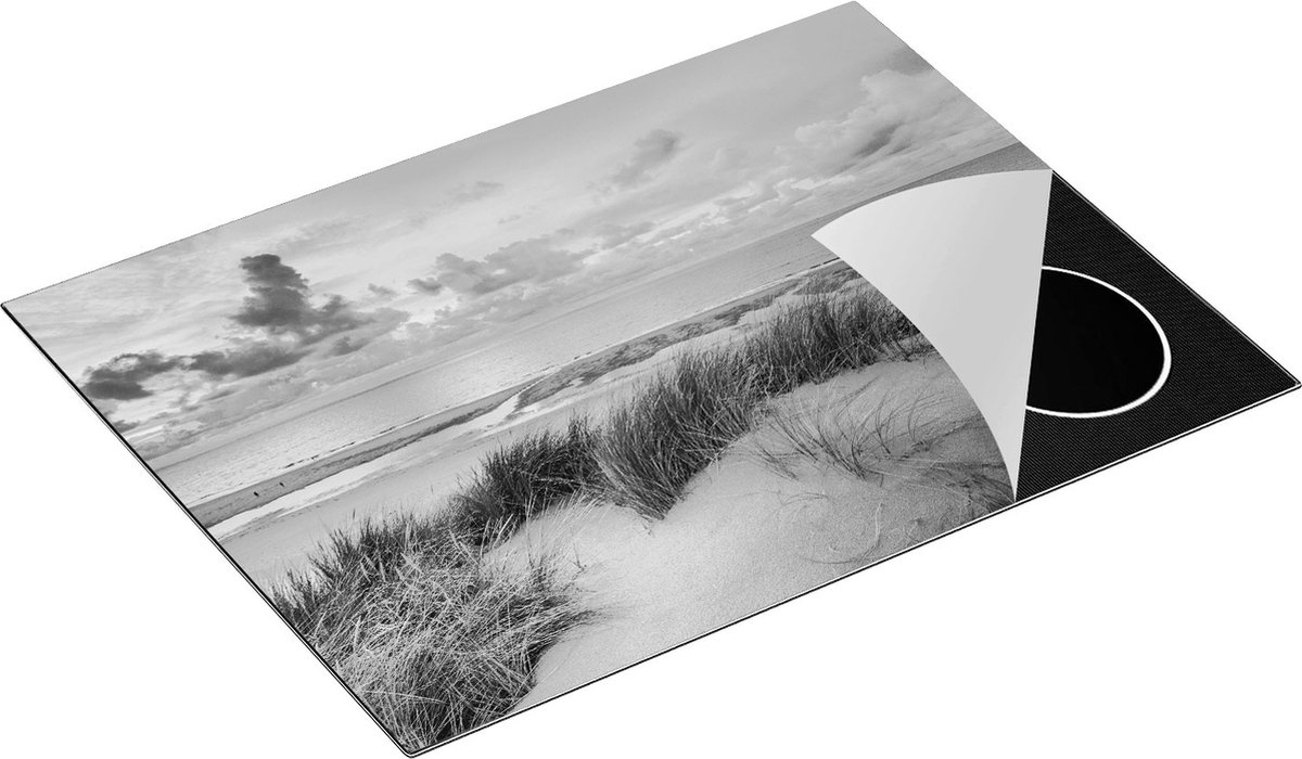 Chefcare Inductie Beschermer Strand en Duinen - Zwart Wit - 70x52 cm - Afdekplaat Inductie - Kookplaat Beschermer - Inductie Mat