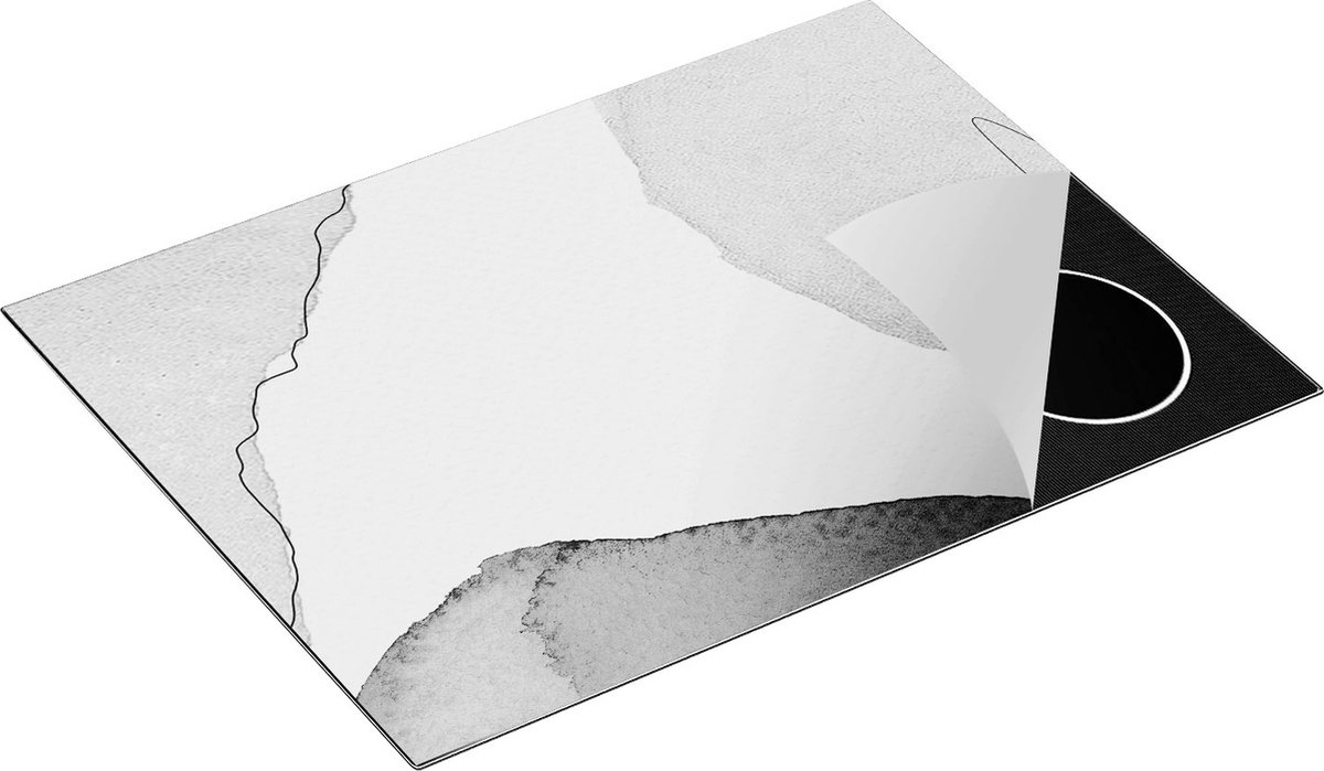 Chefcare Inductie Beschermer Abstracte Kunst - Bruin Beige - Zwart Wit - 70x50 cm - Afdekplaat Inductie - Kookplaat Beschermer - Inductie Mat