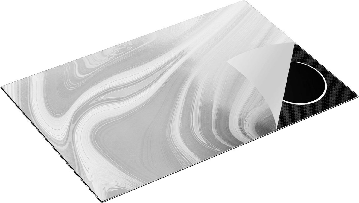 Chefcare Inductie Beschermer Abstracte Kunst - Marmer Goud - Zwart Wit - 80x52 cm - Afdekplaat Inductie - Kookplaat Beschermer - Inductie Mat