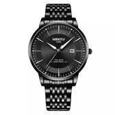 NIBOSI Horloges voor mannen - Horloge mannen - Luxe Zwart Design - Heren horloge - Ø 42 mm - Zwart Edelstaal - Roestvrij Staal - Waterdicht tot 3 bar - Chronograaf - Geschenkset met  een pin