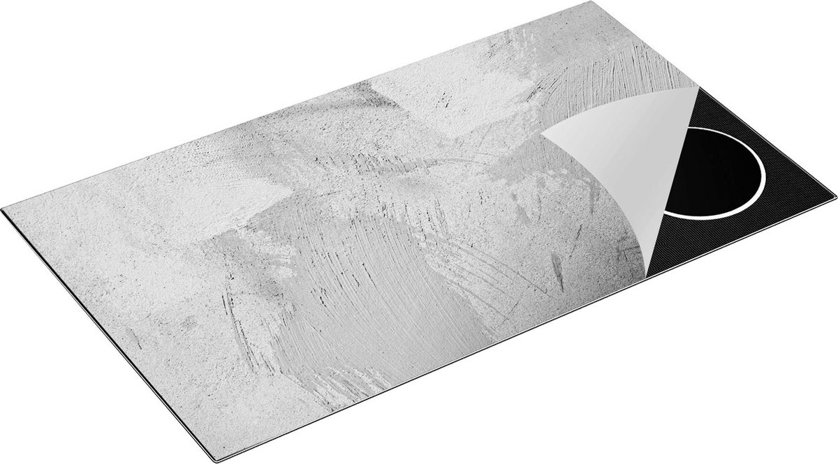 Chefcare Inductie Beschermer Abstracte Kunst van een Cementen Muur - Zwart Wit - 91,6x52,7 cm - Afdekplaat Inductie - Kookplaat Beschermer - Inductie Mat