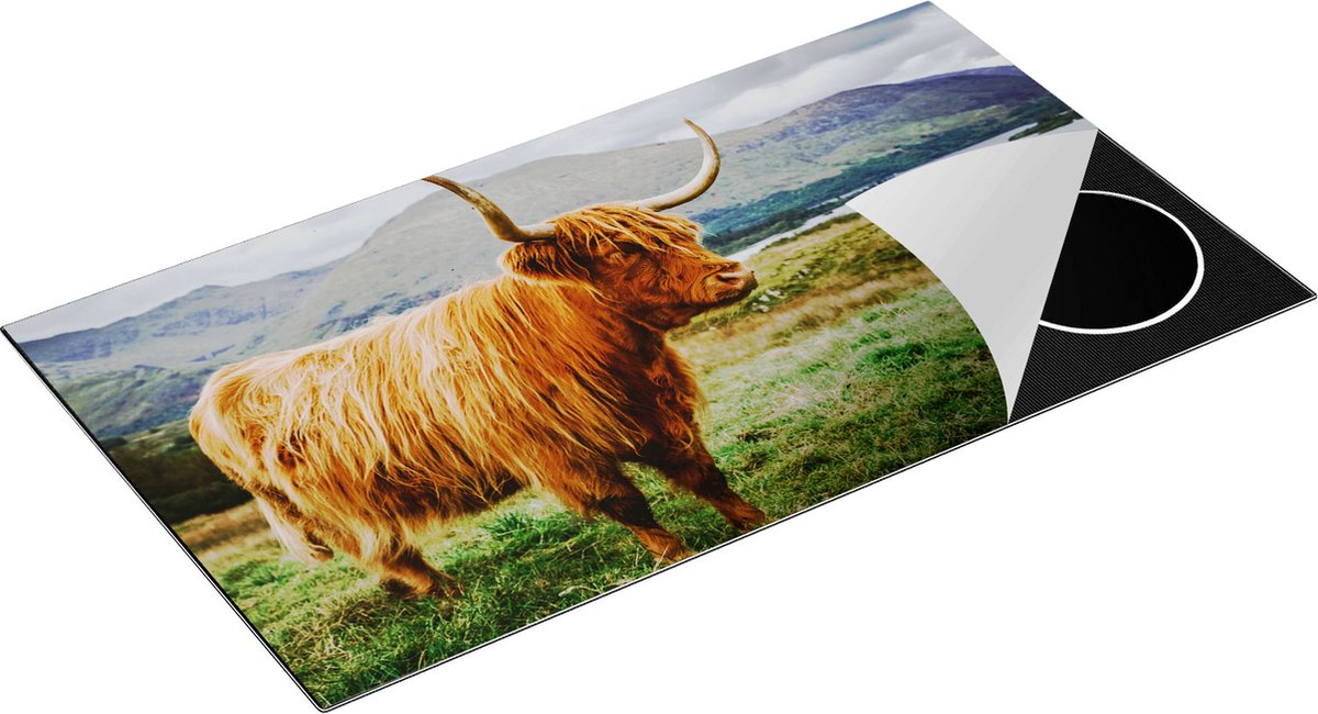 Chefcare Inductie Beschermer Schotse Hooglander in de Heuvels - 95x55 cm - Afdekplaat Inductie - Kookplaat Beschermer - Inductie Mat