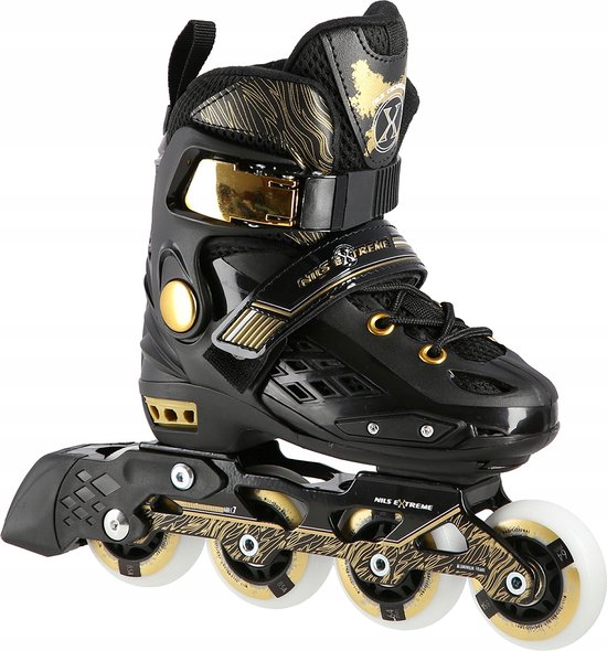 Nils EXTREME skeelers / inline skates Zwart/goud ABEC7 Maat 38
