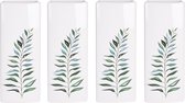 4x Witte radiator waterverdampers/luchtbevochtigers botanische planten print varen blad 21 cm - Waterverdampers voor de verwarming