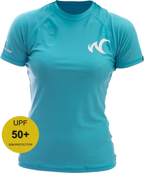 Foto: Watrflag rashguard murcia dames turquoise uv beschermend surf shirt regular fit m