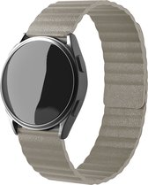 Strap-it Magnetisch leren loop bandje - geschikt voor Samsung Galaxy Watch Active / Active2 40 & 44mm / Galaxy Watch 3 41mm / Galaxy Watch 1 42mm / Gear Sport - kaki