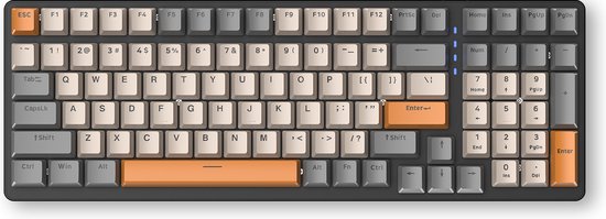 Fuegobird K3 Mechanisch Gaming Toetsenbord – 100keys – Rode Switch – Qwerty – Mechanical RGB Backlight Keyboard – Grijs/Oranje