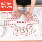 Tapis de pâte Bondoo 70x50cm - Silicone - Rouge - avec grattoir à pâte