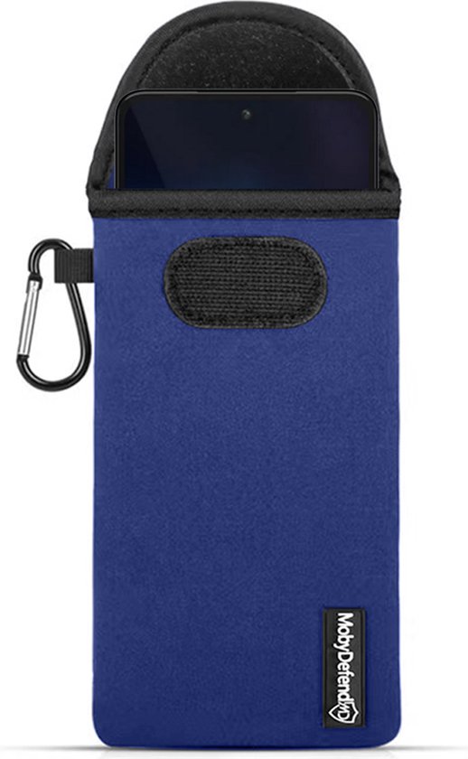 Foto: Universeel telefoonhoesje maat s 14 x 6 5 cm mobydefend neopreen pouch met karabijnhaak insteekhoesje riemlus hoesje blauw gsm hoesje telefoonhoesje geschikt voor universeel