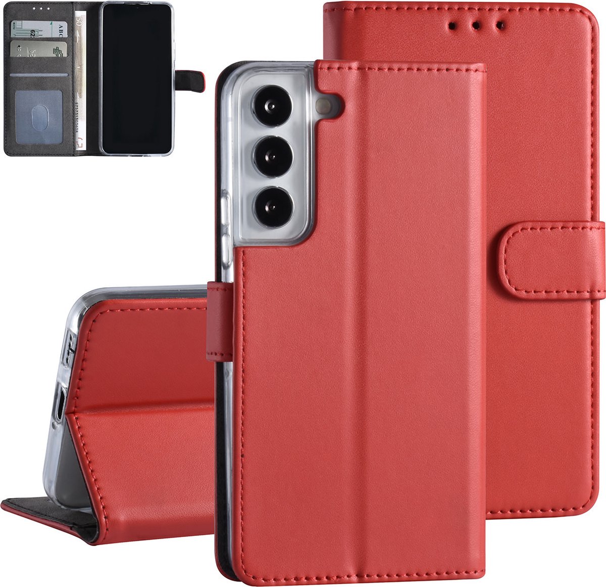 Rood Book Case hoesje voor Samsung Galaxy S22 - Pasjeshouder - Magneetsluiting