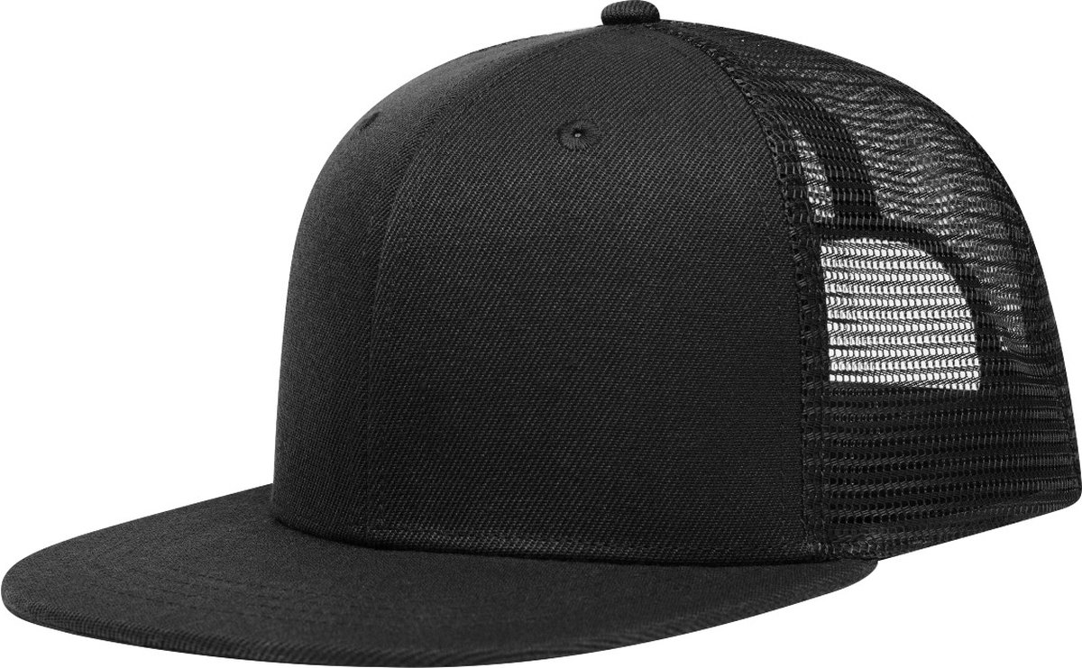 Trucker Cap high profile flat peak Zwart