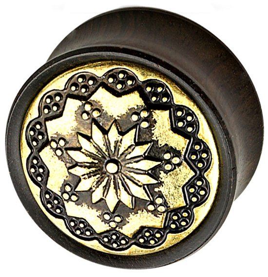 Plug ébène motif floral - 14 mm © LMPiercings