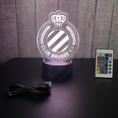 Klarigo®️ Nachtlamp – 3D LED Lamp Illusie – 16 Kleuren – Bureaulamp – Club Brugge - Voetbal – Nachtlampje Kinderen – Creative lamp - Afstandsbediening