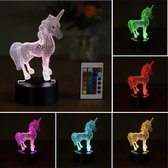 Klarigo®️ Nachtlamp – 3D LED Lamp Illusie  – 16 Kleuren – Bureaulamp – Unicorn - Eenhoorn – Sfeerlamp – Nachtlampje Kinderen – Creative - Afstandsbediening