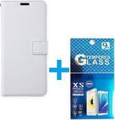 Portemonnee Book Case Hoesje + 2x Screenprotector Glas Geschikt voor: Oppo Reno 6 5G - wit