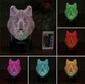 Klarigo®️ Nachtlamp – 3D LED Lamp Illusie – 16 Kleuren – Bureaulamp – Wolf Lamp – Sfeerlamp – Nachtlampje Kinderen – Creative lamp - Afstandsbediening