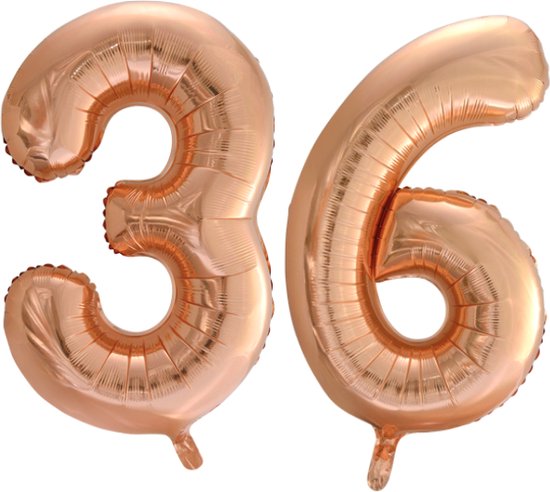 Folieballon 36 jaar Rose Goud 66cm