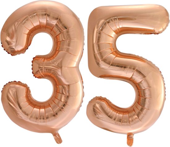 Folieballon 35 jaar Rose Goud 66cm