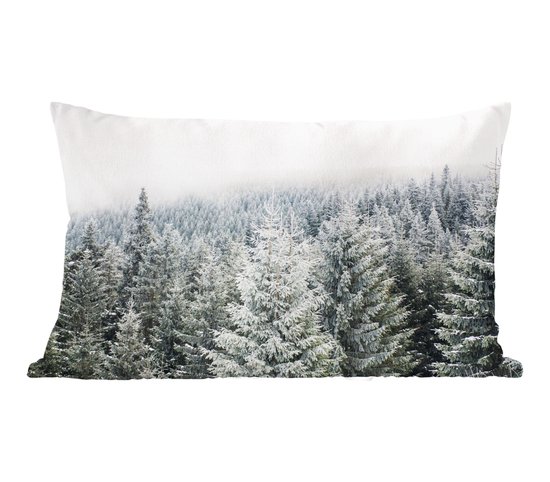 Sierkussens - Kussentjes Woonkamer - 50x30 cm - Bos - Sneeuw - Winter - Seizoenen - Dennenboom
