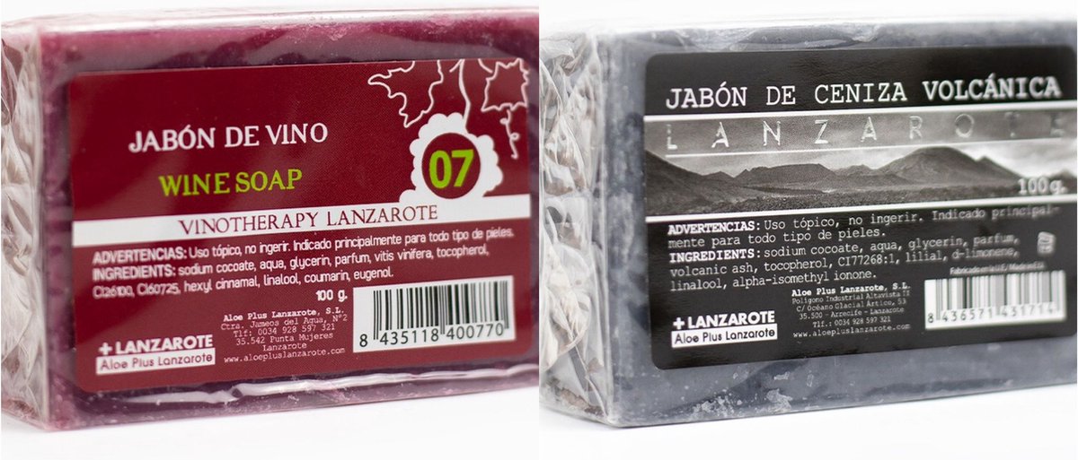 Handgemaakte zeep | combipack 2 stuks | Aloe Vera | Wijn | Vulkaan | zeepblok | badkamer | hygiene | antibacterieel
