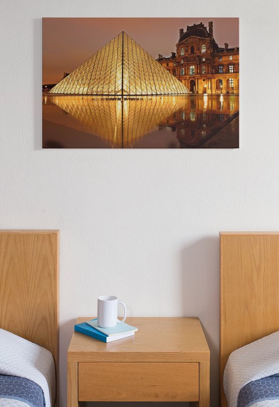 Parijs Plexiglas Schilderij - 150 x 100 cm - Plexiglas Wall Art - Louvre - Full Color Druk - 5 mm Dik - Met Ophangsysteem