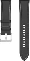Leren bandje - geschikt voor Samsung Galaxy Watch 6 / Watch 6 Classic / Watch 5 / Watch 5 Pro / Watch 4 / Watch 4 Classic / Watch 3 41 mm / Active / Active 2 / Watch 42 mm - zwart