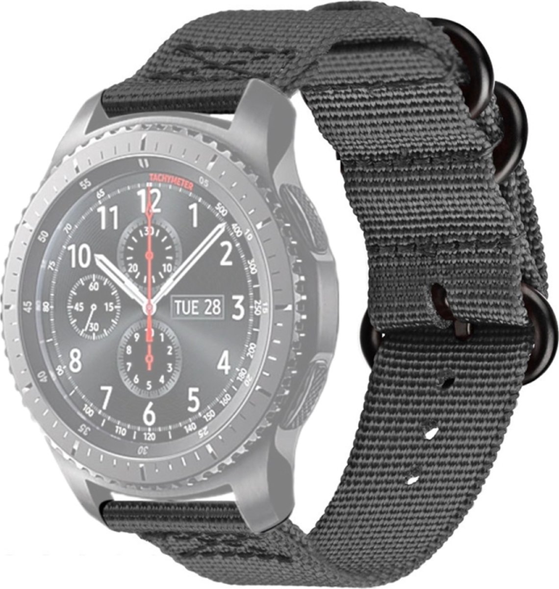 Nylon bandje - geschikt voor Garmin Vivoactive 4 / Venu 2 / Venu 3 / Forerunner 255 / 265 - grijs