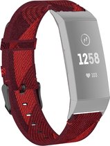 Nylon bandje - geschikt voor Fitbit Charge 3 / Charge 4 - rood-patroon