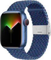 Bandje van gevlochten nylon - geschikt voor Apple Watch series 1/2/3/4/5/6/7/8/9/SE/SE 2/Ultra/Ultra 2 met case size 42 mm / 44 mm / 45 mm / 49 mm - blauw