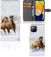 GSM Hoesje Geschikt voor Samsung Galaxy A03 Wallet Book Case Paarden