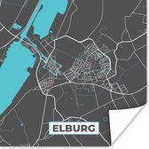Poster Plattegrond - Elburg - Kaart - Stadskaart - 75x75 cm