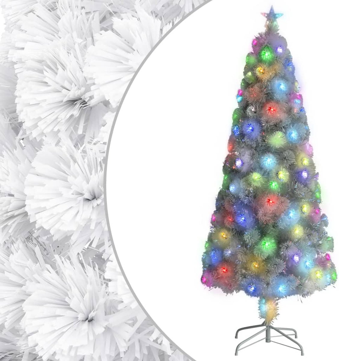 VidaLife Kunstkerstboom met LED 180 cm glasvezel wit
