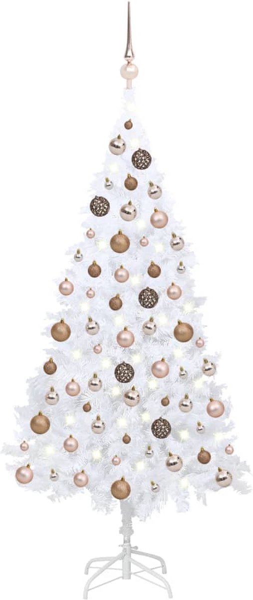 VidaLife Kunstkerstboom met LED's en kerstballen 150 cm PVC wit