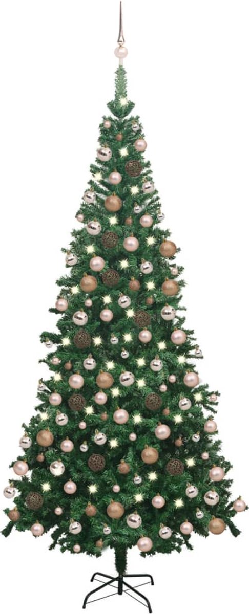 VidaLife Kunstkerstboom met LED's en kerstballen L 240 cm groen