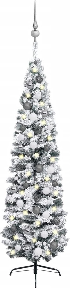 VidaLife Kunstkerstboom met LED's en kerstballen smal 210 cm groen