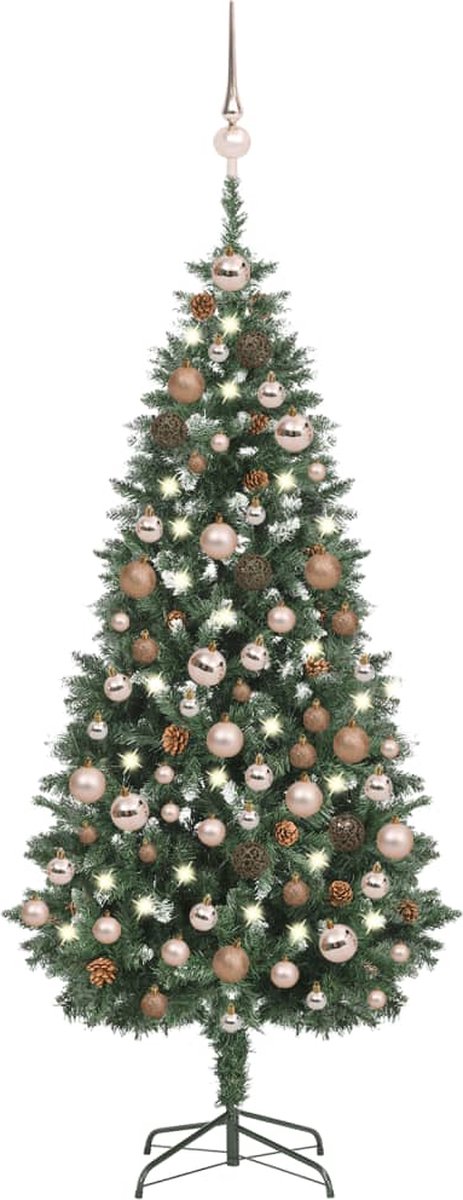 VidaLife Kunstkerstboom met LED's, kerstballen en dennenappels 180 cm