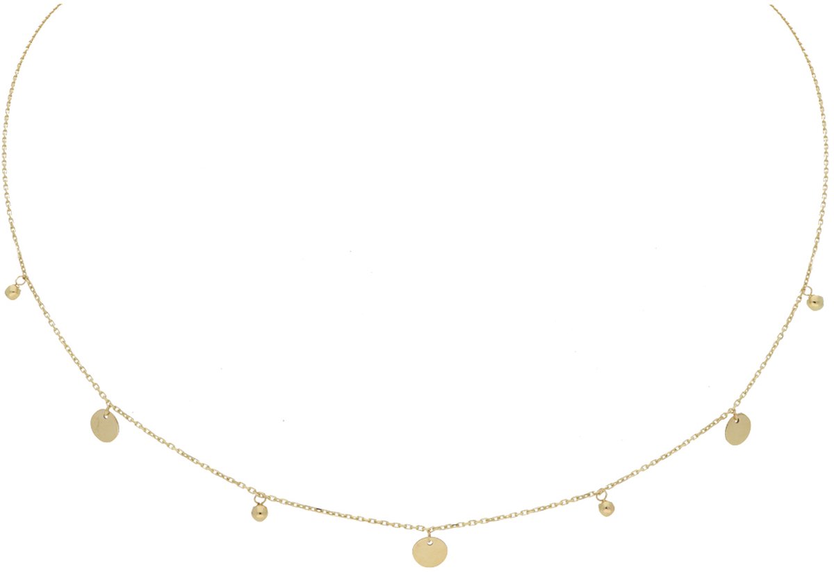 Glow 202.1053.45 Dames Ketting - Sieraad - Ketting met hanger - 14 Karaat Goud - Geelgoud - 0.6 mm breed - 45 cm lang