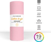Jacobson - Hoeslaken - 90x200cm - Jersey Katoen - jusqu'à 25cm d'épaisseur de matelas - Rose
