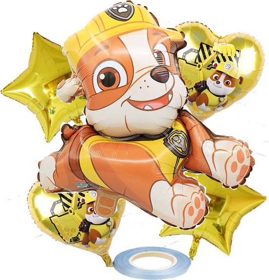Rubble - Paw Patrol Set - Helium - Ballonnen - Paw Patrol set 5 delig - Themaverjaardag - Kinderfeest - Versiering