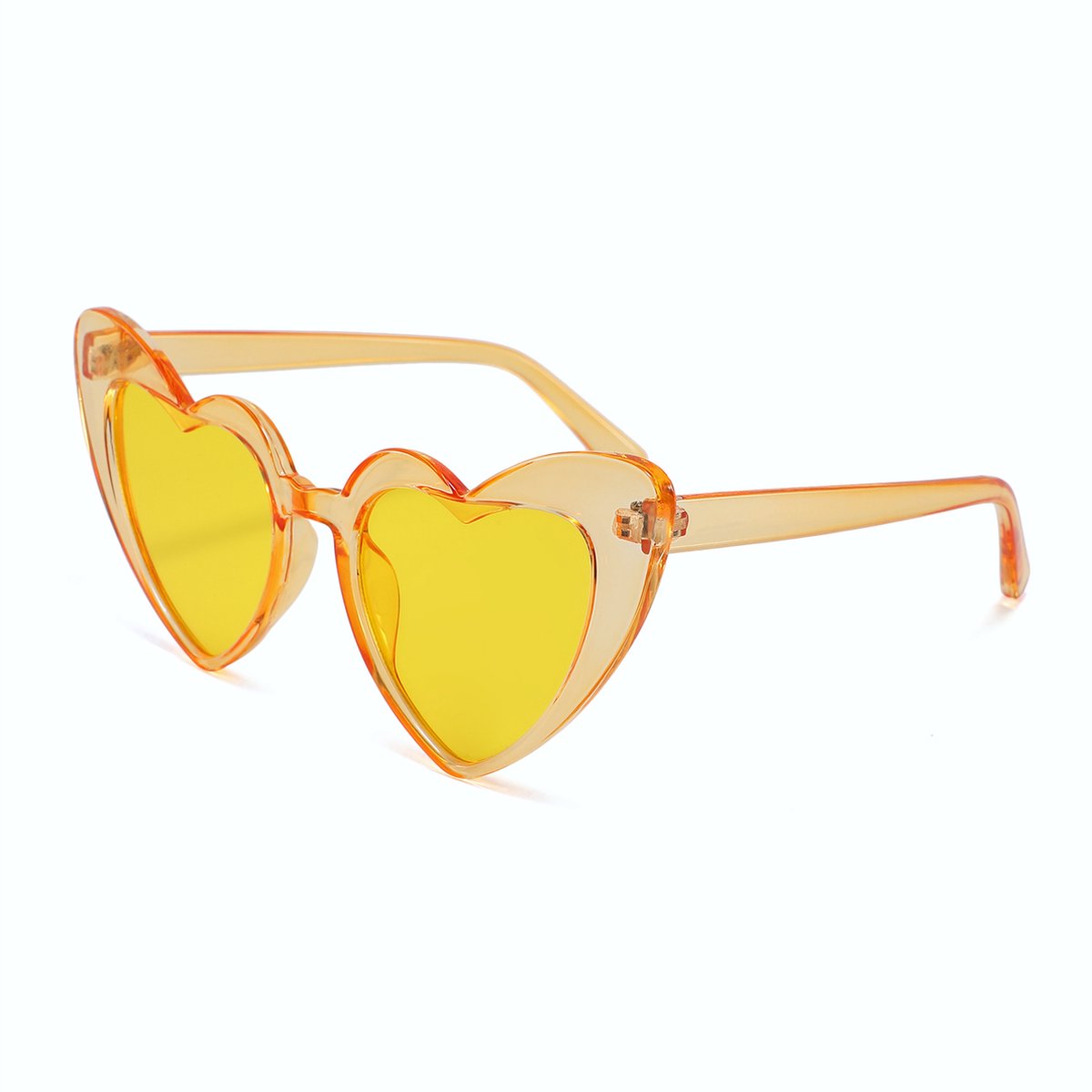 DAEBAK Gele vrouwen zonnebril in hart vorm [Yellow] met hartjes zonnebrillen Dames Festival Sunglasses