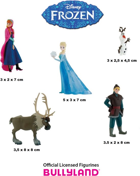 Bullyland - Disney Frozen Speelset - Taarttoppers - set 5 stuks (hoogte +/-  4,5 - 8 cm)