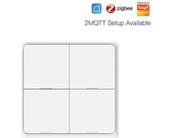 MOES Scène switch Wit | Zigbee | 4 knoppen - 12 acties | Werkt met Tuya Smart en SmartLife | batterij gevoed | slimme wandschakelaar | schakel Tuya apparaten zonder smartphone