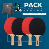 Cornilleau Set de ping-pong Family Pack Indoor - 4 Raquettes + 6 balles + housse de protection pour table