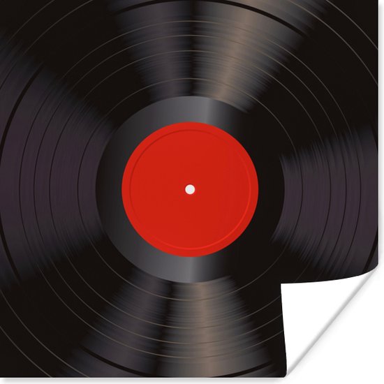 Poster Vinyl LP - Platen - Rood - Vintage - Elpee - 30x30 cm