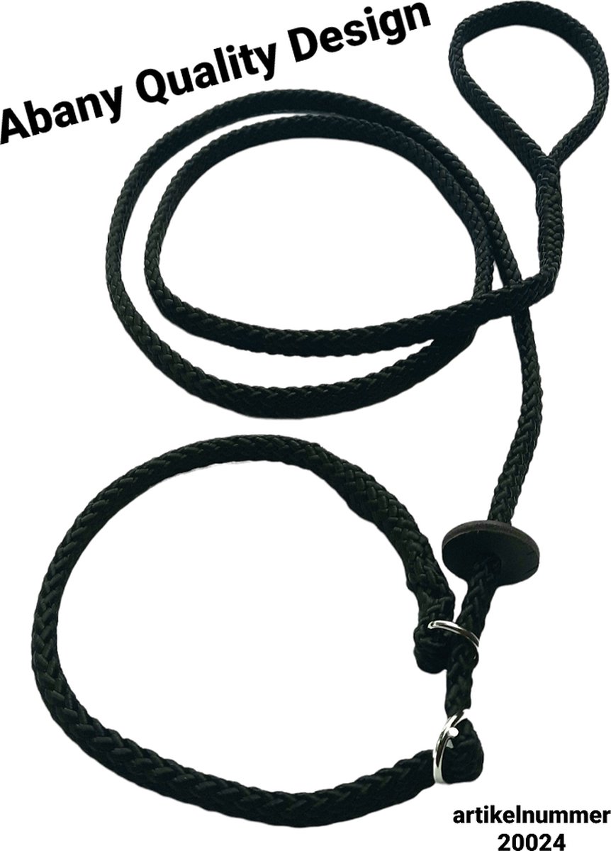 Abany quality design - 1.80 mtr zwart - jachtlijn - dubbele stop - retrieverlijn - wandelhoofdstel - lijn leiband met halsband - sliplijn met stop – half slip - puppylijn - vanglijn - mantrailing - - 1R20024