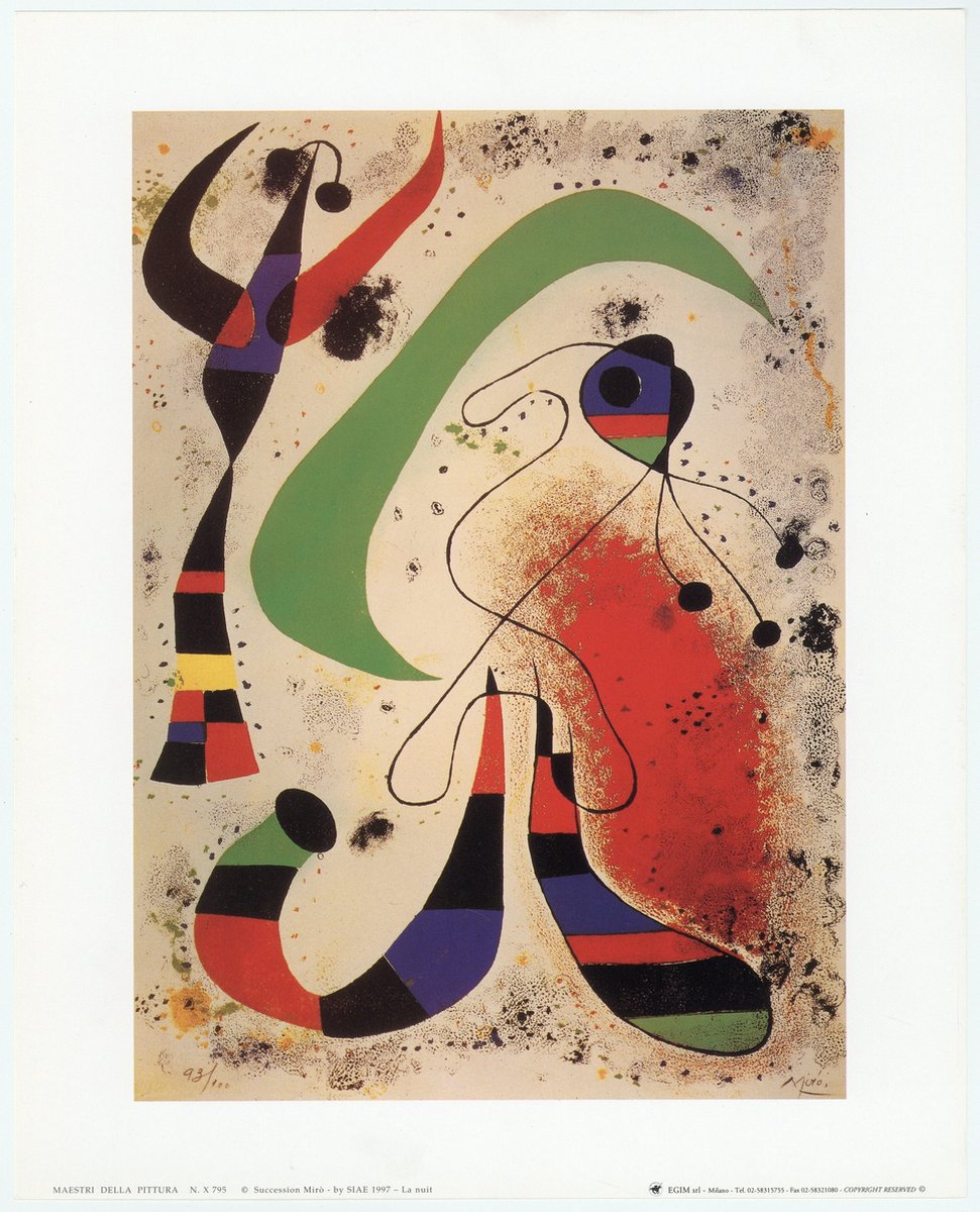 Mini kunstposter - De nacht - Joan Mirò - 24x30 cm